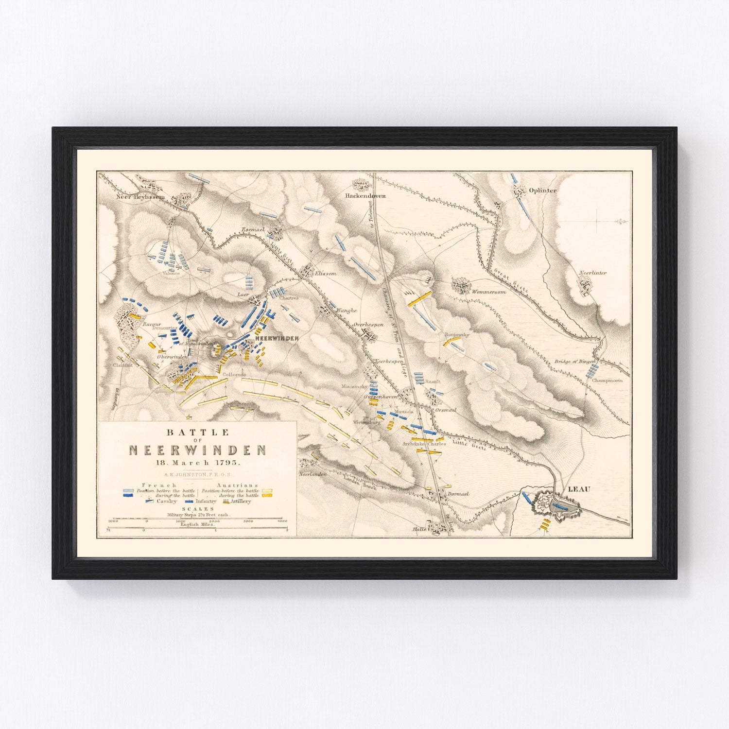 Vintage Map of the Battle of Neerwinden, 1793