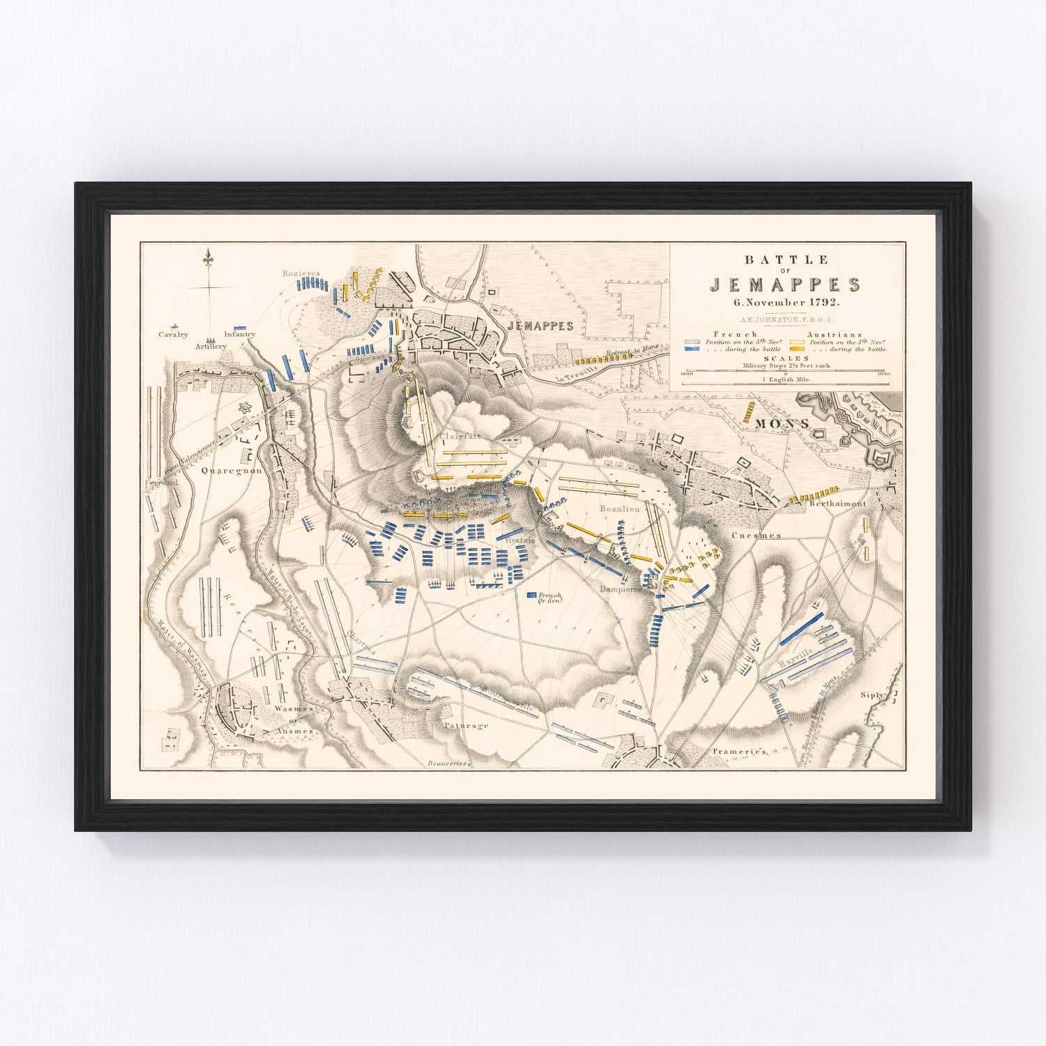 Vintage Map of the Battle of Jemappes, 1792