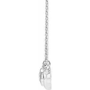 14K White Gold 1/4 CT Natural Diamond Bezel-Set Solitaire 18" Necklace