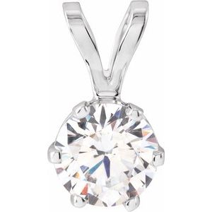 14K White Gold Imitation White Cubic Zirconia Solitaire Pendant