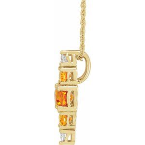 14K Yellow Gold Natural Yellow Multi-Gemstone Bar 16-18" Necklace