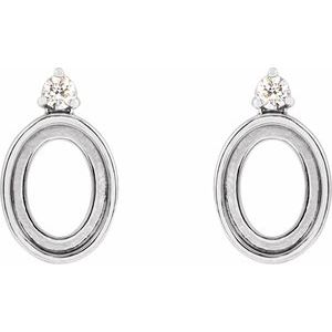 14K White Gold 7x5 mm Oval .06 CTW Natural Diamond Semi-Set Earrings – image 2