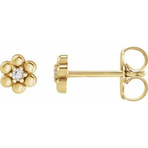 14K Yellow Gold .03 CTW Natural Diamond Beaded Daisy Earrings