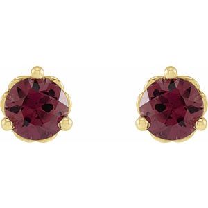 14K Yellow Gold 3 mm Natural Rhodolite Garnet Earrings – image 2
