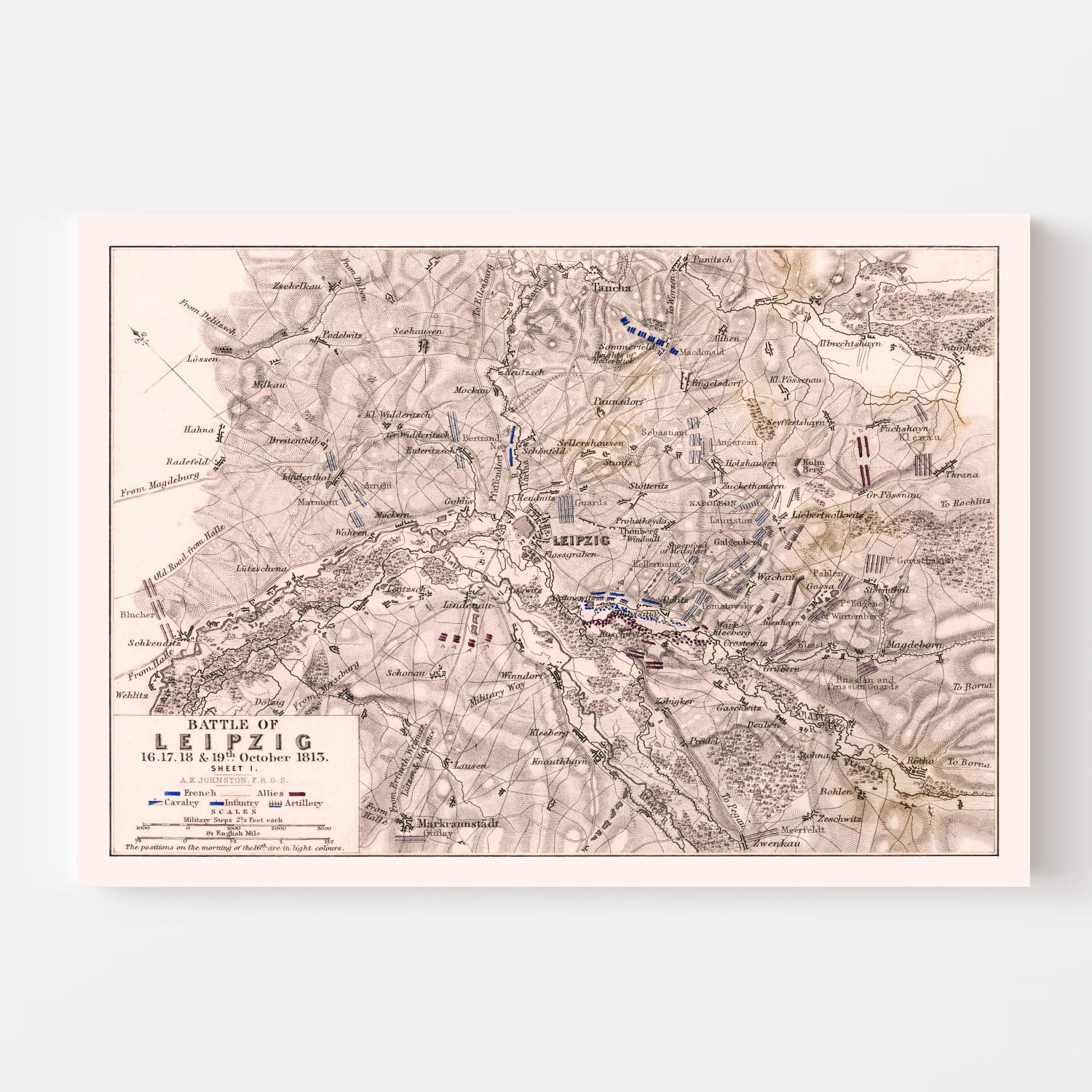 Vintage Map of the Battle of Leipzig, 1813