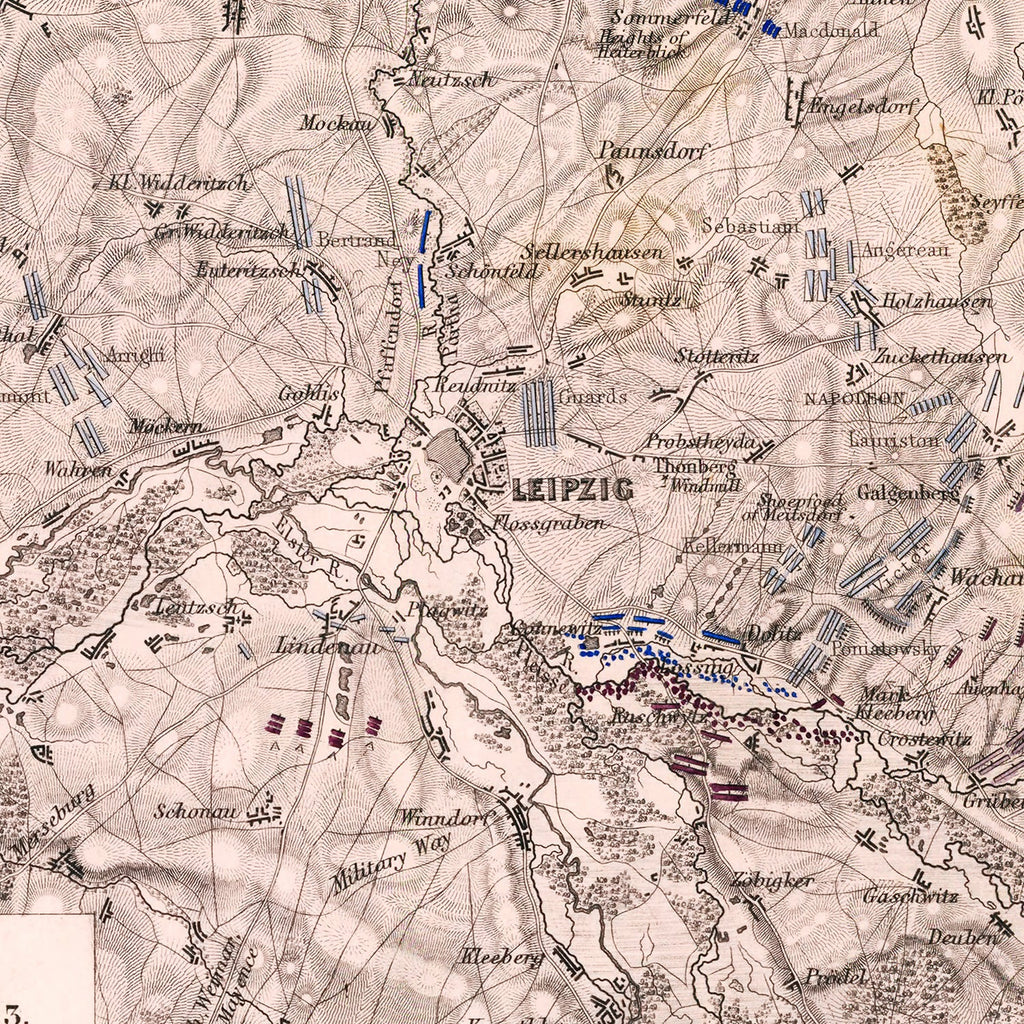 Vintage Map of the Battle of Leipzig, 1813