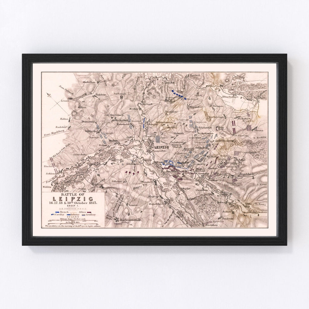 Vintage Map of the Battle of Leipzig, 1813