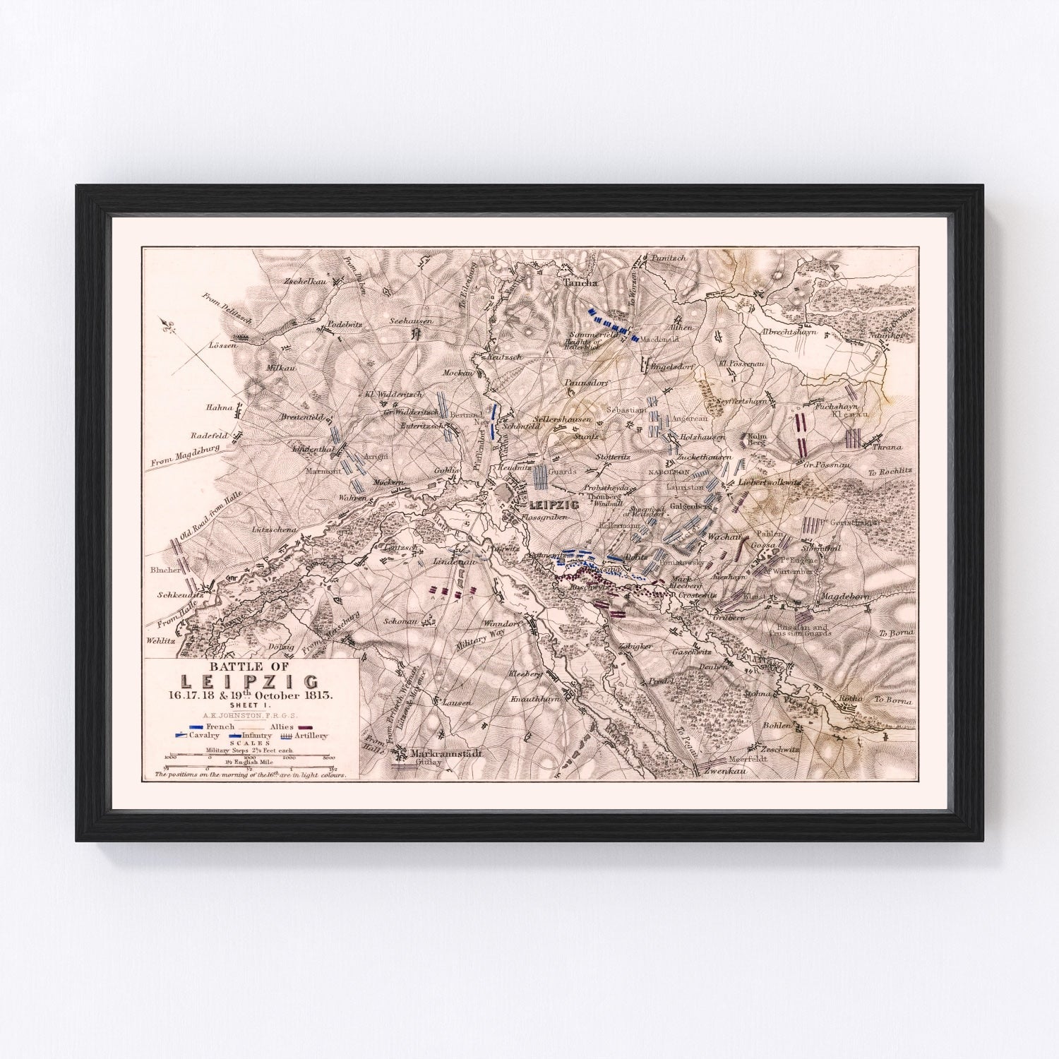 Vintage Map of the Battle of Leipzig, 1813