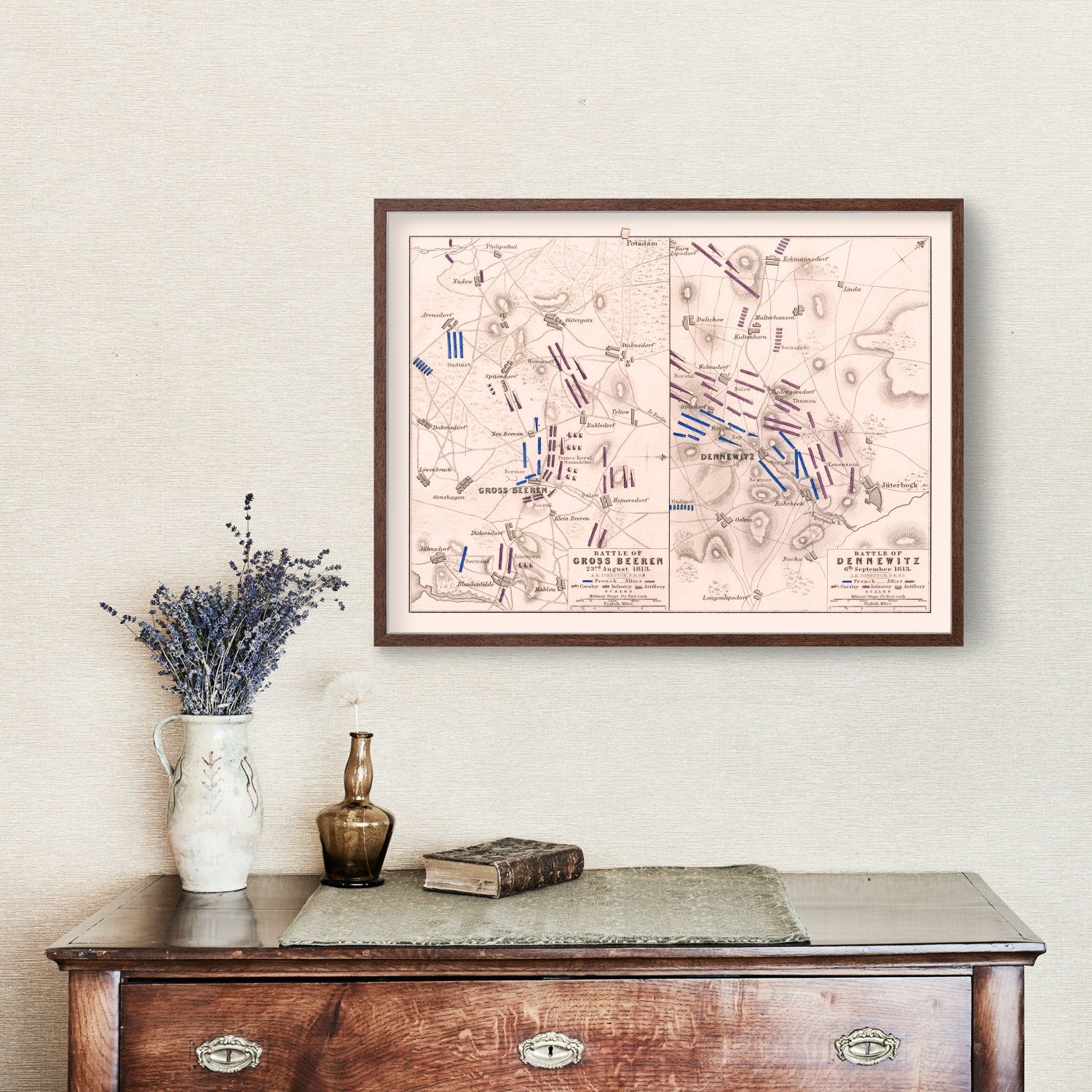 Vintage Map of the Battle of Gross Beeren, 1813