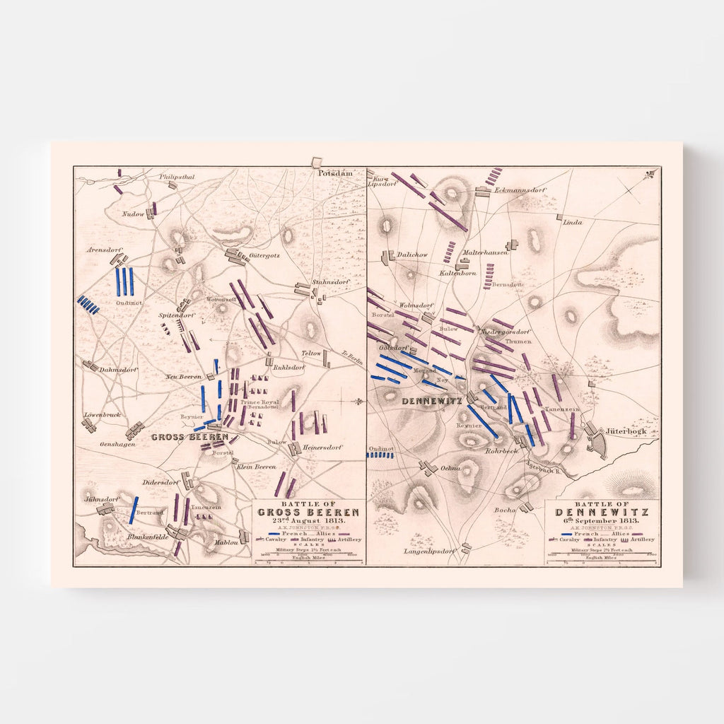 Vintage Map of the Battle of Gross Beeren, 1813