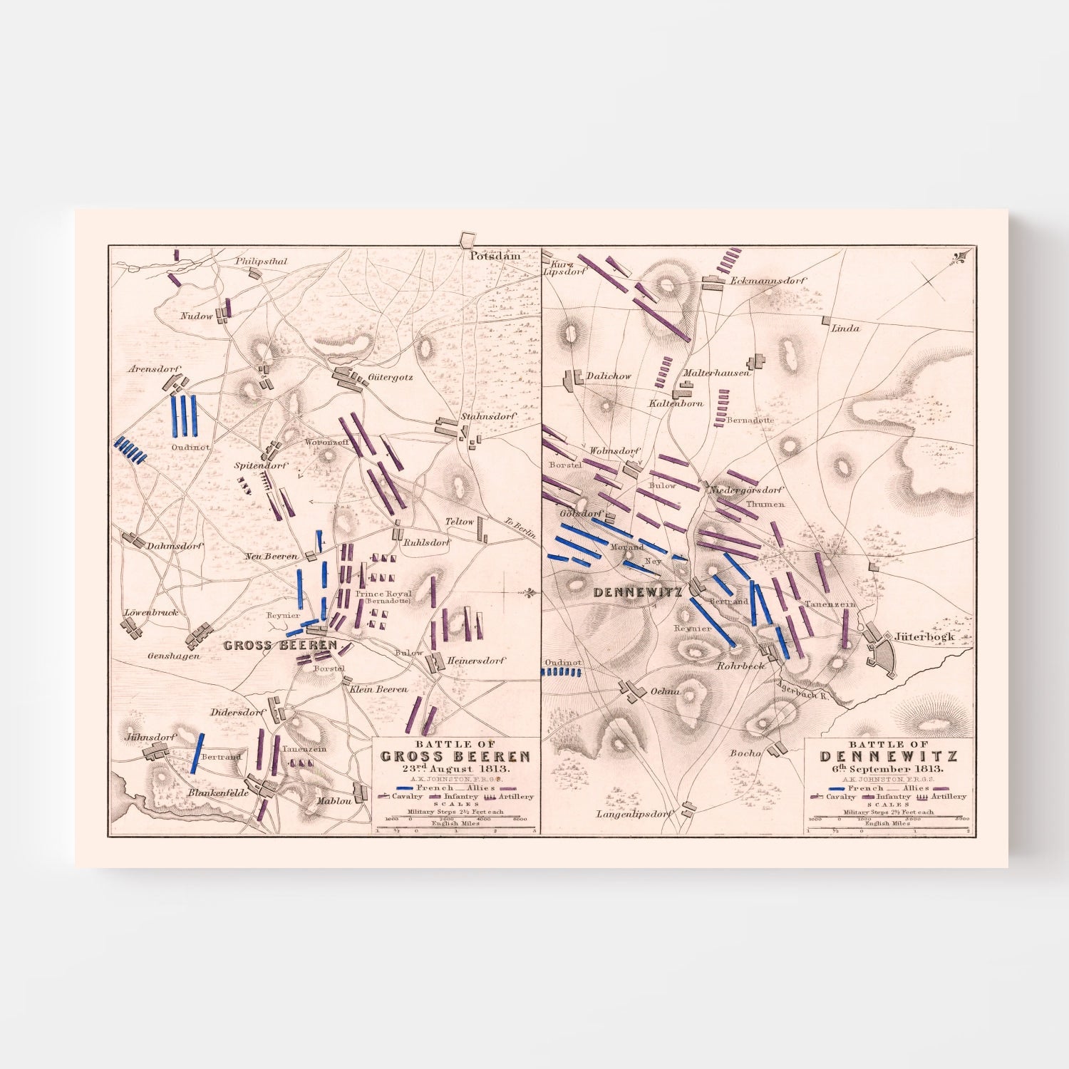 Vintage Map of the Battle of Gross Beeren, 1813