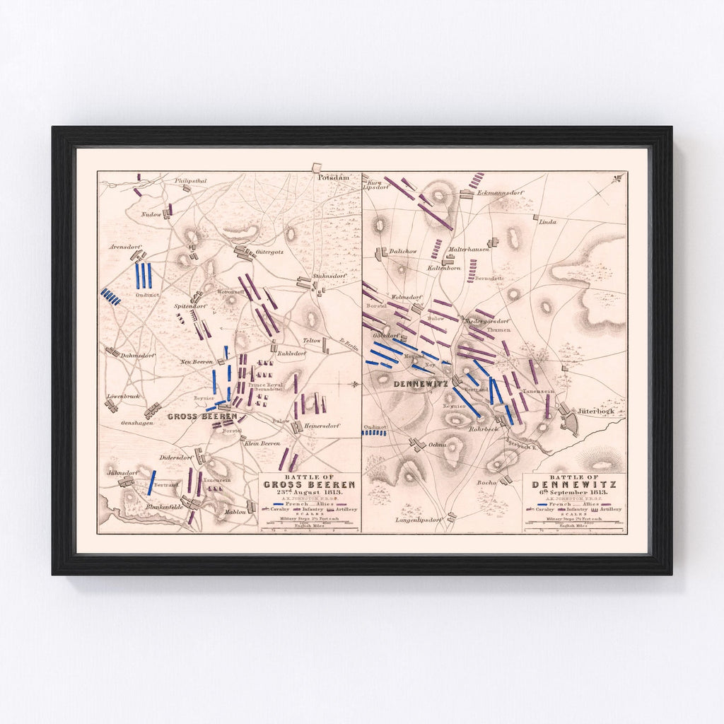 Vintage Map of the Battle of Gross Beeren, 1813