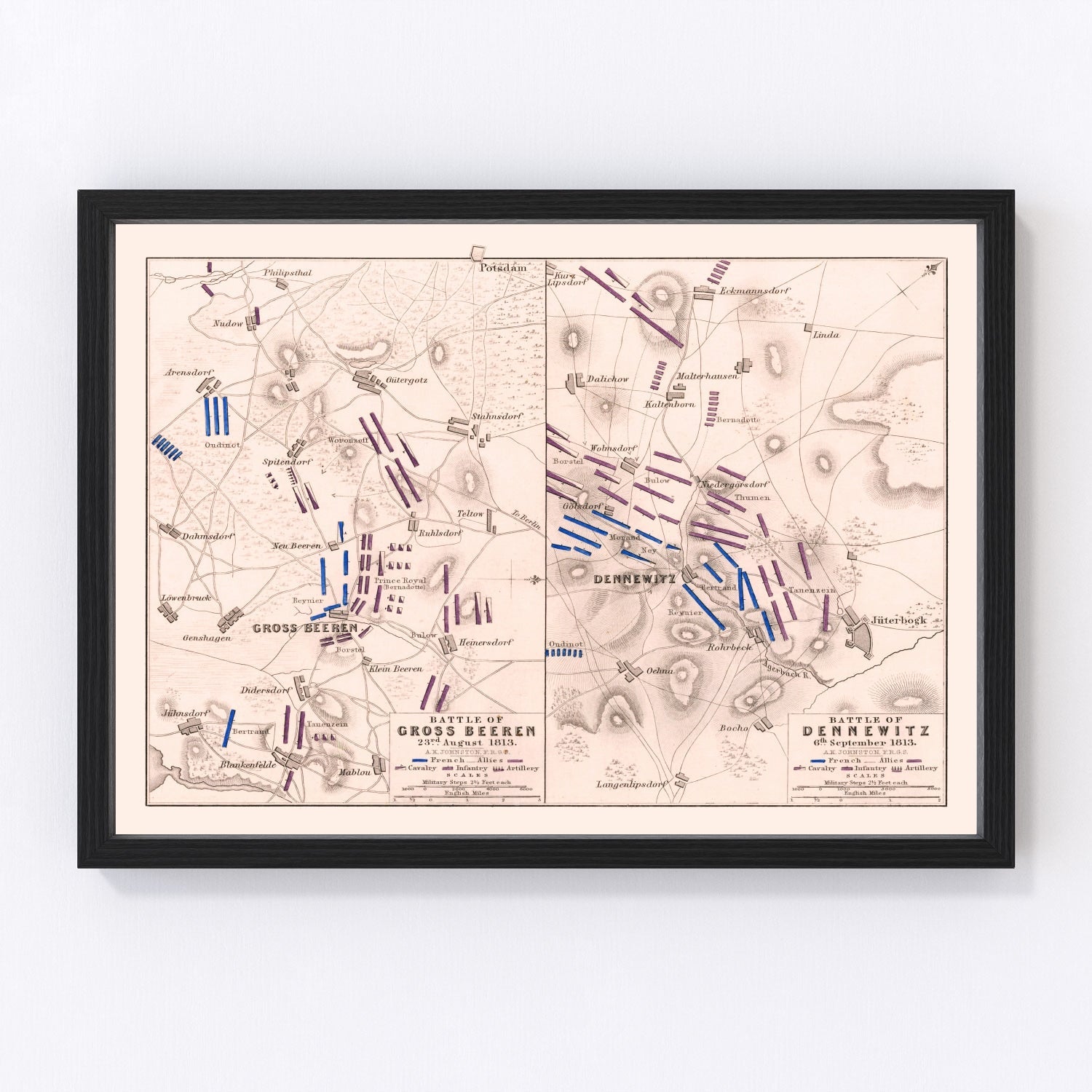 Vintage Map of the Battle of Gross Beeren, 1813