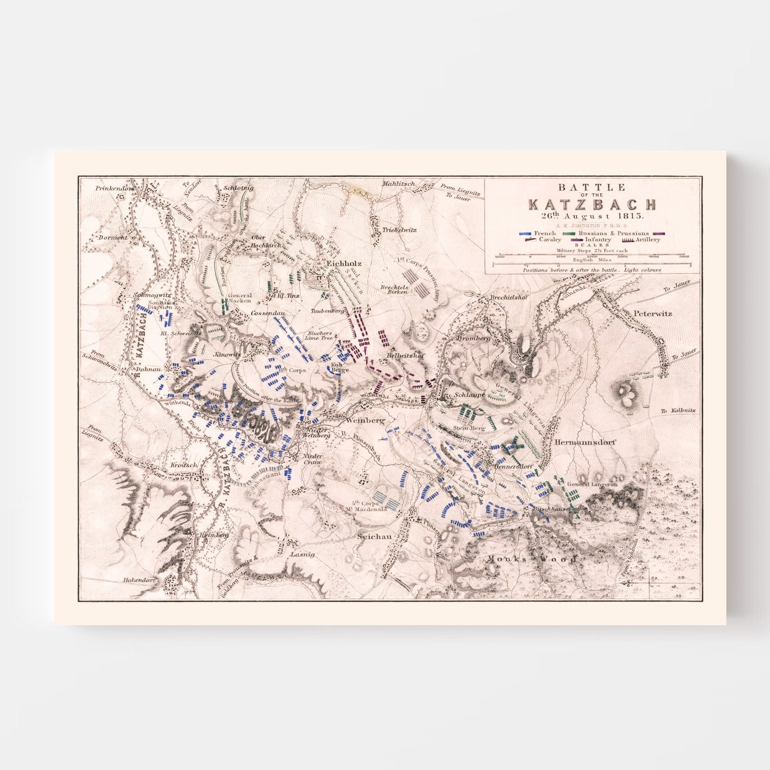 Vintage Map of the Battle of Katzbach, 1813