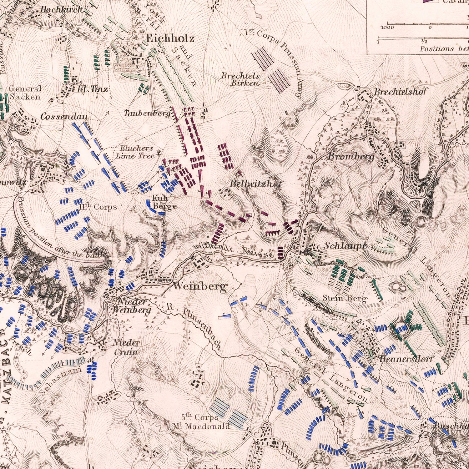 Vintage Map of the Battle of Katzbach, 1813