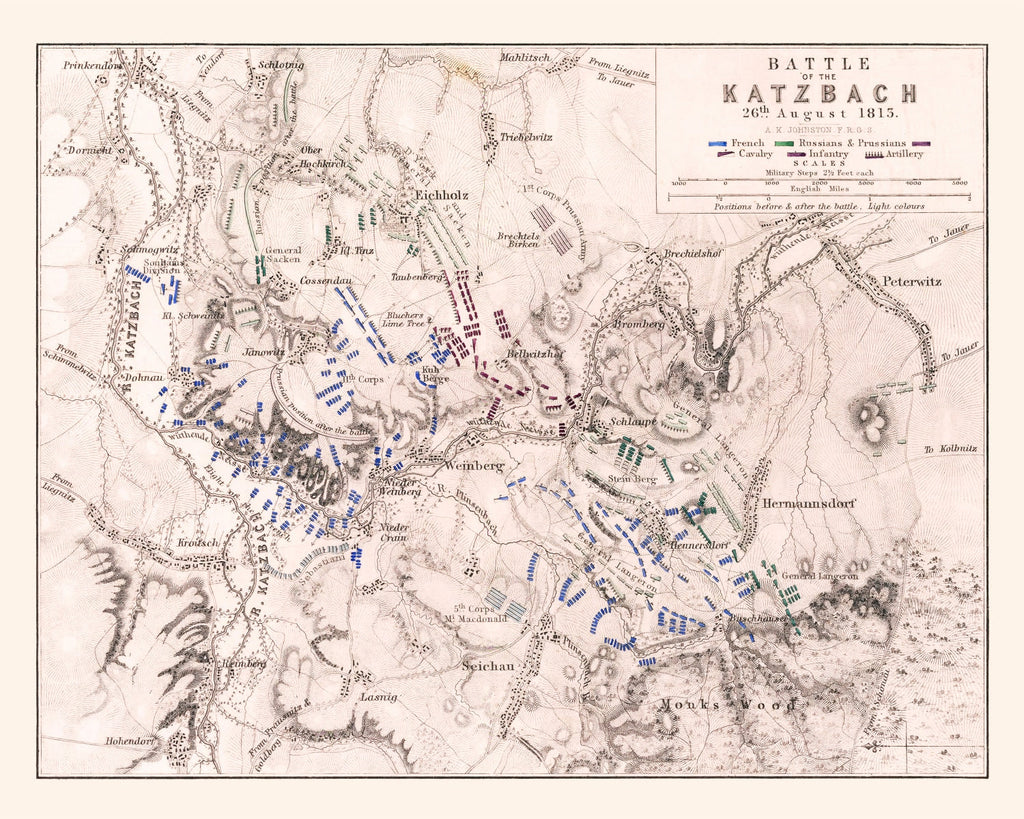 Vintage Map of the Battle of Katzbach, 1813