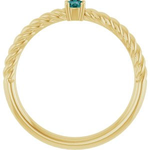 14K Yellow Gold 3 mm Natural Alexandrite Solitaire Rope Ring