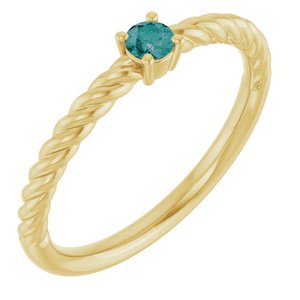 14K Yellow Gold 3 mm Lab-Grown Alexandrite Solitaire Rope Ring