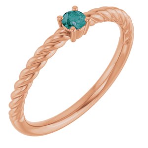 14K Rose Gold 3 mm Lab-Grown Alexandrite Solitaire Rope Ring