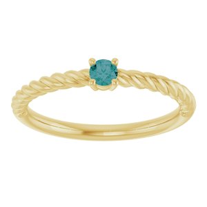 14K Yellow Gold 3 mm Lab-Grown Alexandrite Solitaire Rope Ring