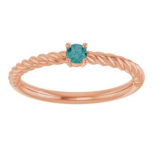 14K Rose Gold 3 mm Lab-Grown Alexandrite Solitaire Rope Ring