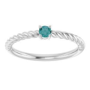 14K White Gold 3 mm Natural Alexandrite Solitaire Rope Ring
