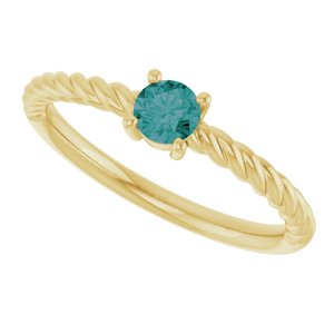 14K Yellow Gold 4 mm Lab-Grown Alexandrite Solitaire Rope Ring