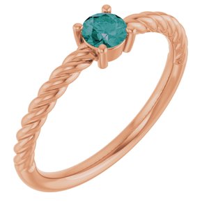 14K Rose Gold 4 mm Lab-Grown Alexandrite Solitaire Rope Ring