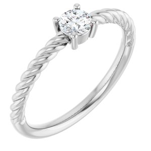Platinum 1/5 CT Diamond Solitaire Rope Ring