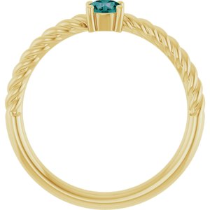 14K Yellow Gold 4 mm Lab-Grown Alexandrite Solitaire Rope Ring