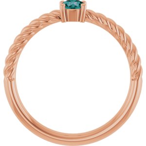 14K Rose Gold 4 mm Lab-Grown Alexandrite Solitaire Rope Ring