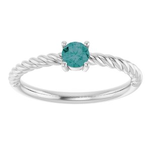 Platinum 4 mm Lab-Grown Alexandrite Solitaire Rope Ring