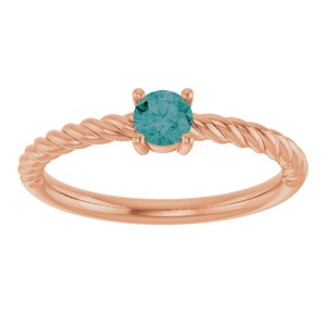 14K Rose Gold 4 mm Lab-Grown Alexandrite Solitaire Rope Ring