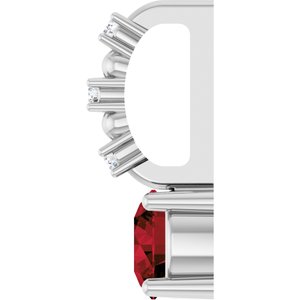 Platinum Imitation Mozambique Garnet & .01 CTW Natural Diamond Charm/Pendant – image 3