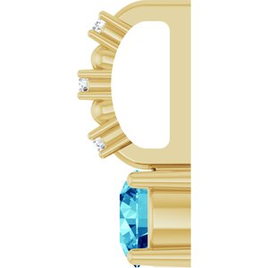 14K Yellow Gold Imitation Blue Zircon & .01 CTW Natural Diamond Charm/Pendant – image 3