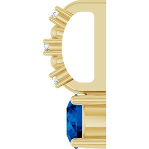 14K Yellow Gold Lab-Grown Blue Sapphire & .01 CTW Natural Diamond Pendant – image 3