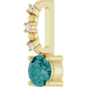 14K Yellow Gold Imitation Alexandrite & .01 CTW Natural Diamond Charm/Pendant – image 2