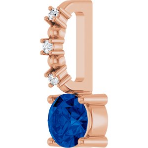 14K Rose Gold Imitation Blue Sapphire & .01 CTW Natural Diamond Charm/Pendant – image 2