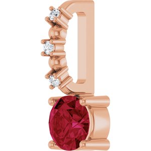 14K Rose Gold Lab-Grown Ruby & .01 CTW Natural Diamond Pendant – image 2