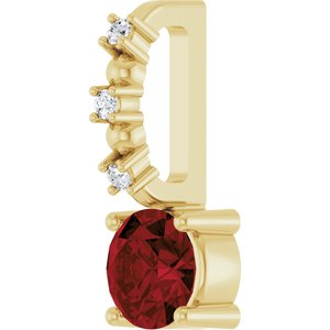 14K Yellow Gold Imitation Mozambique Garnet & .01 CTW Natural Diamond Charm/Pendant – image 2