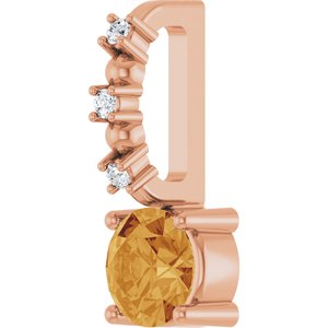 14K Rose Gold Imitation Citrine & .01 CTW Natural Diamond Charm/Pendant – image 2