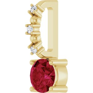 14K Yellow Gold Lab-Grown Ruby & .01 CTW Natural Diamond Pendant – image 2