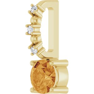 14K Yellow Gold Imitation Citrine & .01 CTW Natural Diamond Charm/Pendant – image 2
