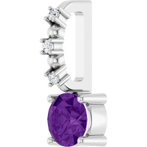 Sterling Silver Imitation Amethyst & .01 CTW Natural Diamond Charm/Pendant – image 2