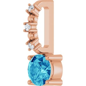 14K Rose Gold Imitation Blue Zircon & .01 CTW Natural Diamond Charm/Pendant – image 2