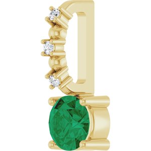 14K Yellow Gold Imitation Emerald & .01 CTW Natural Diamond Charm/Pendant – image 2