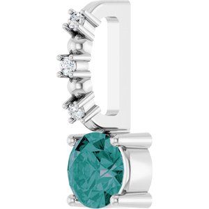 Platinum Imitation Alexandrite & .01 CTW Natural Diamond Charm/Pendant – image 2