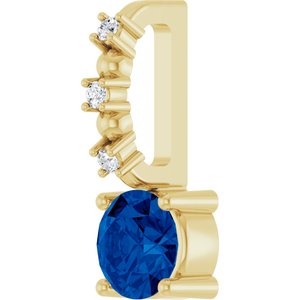 14K Yellow Gold Imitation Blue Sapphire & .01 CTW Natural Diamond Charm/Pendant – image 2