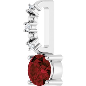 Platinum Imitation Mozambique Garnet & .01 CTW Natural Diamond Charm/Pendant – image 2