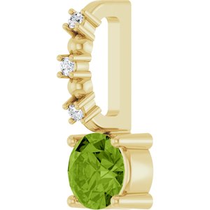 14K Yellow Gold Imitation Peridot & .01 CTW Natural Diamond Charm/Pendant – image 2